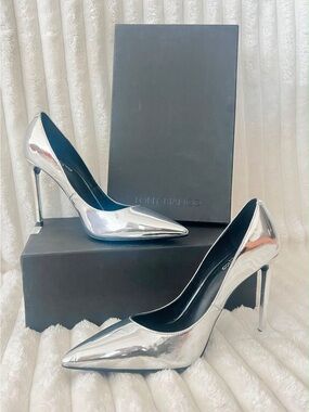 Tony Bianco Silver Mirror Pointed Toe Stiletto Heels